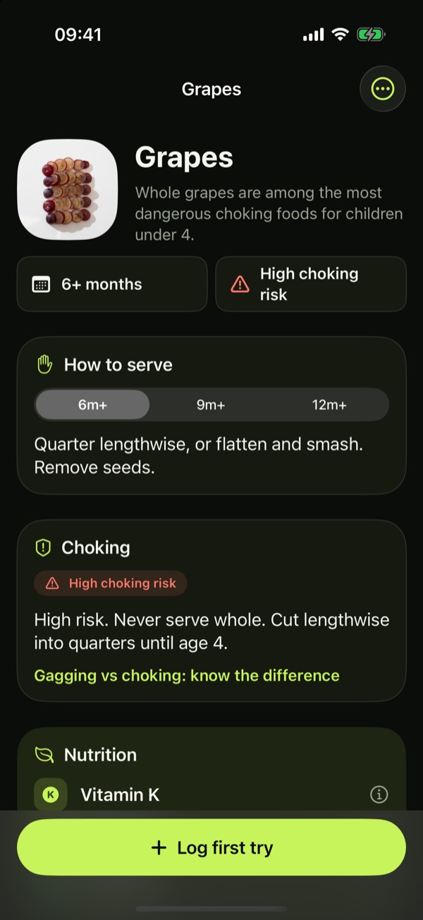 Grapes: high choking risk and how to quarter them